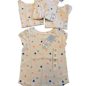 Cat & Jack Toddler Girls Crew Neck Short Sleeve Hearts T-Shirt Size 18M-Set of 4